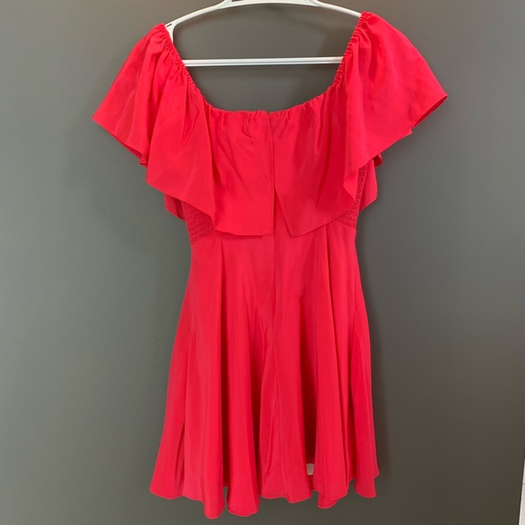 Pink Off shoulder silk dress Amanda Uprichard - Picture 3 of 6